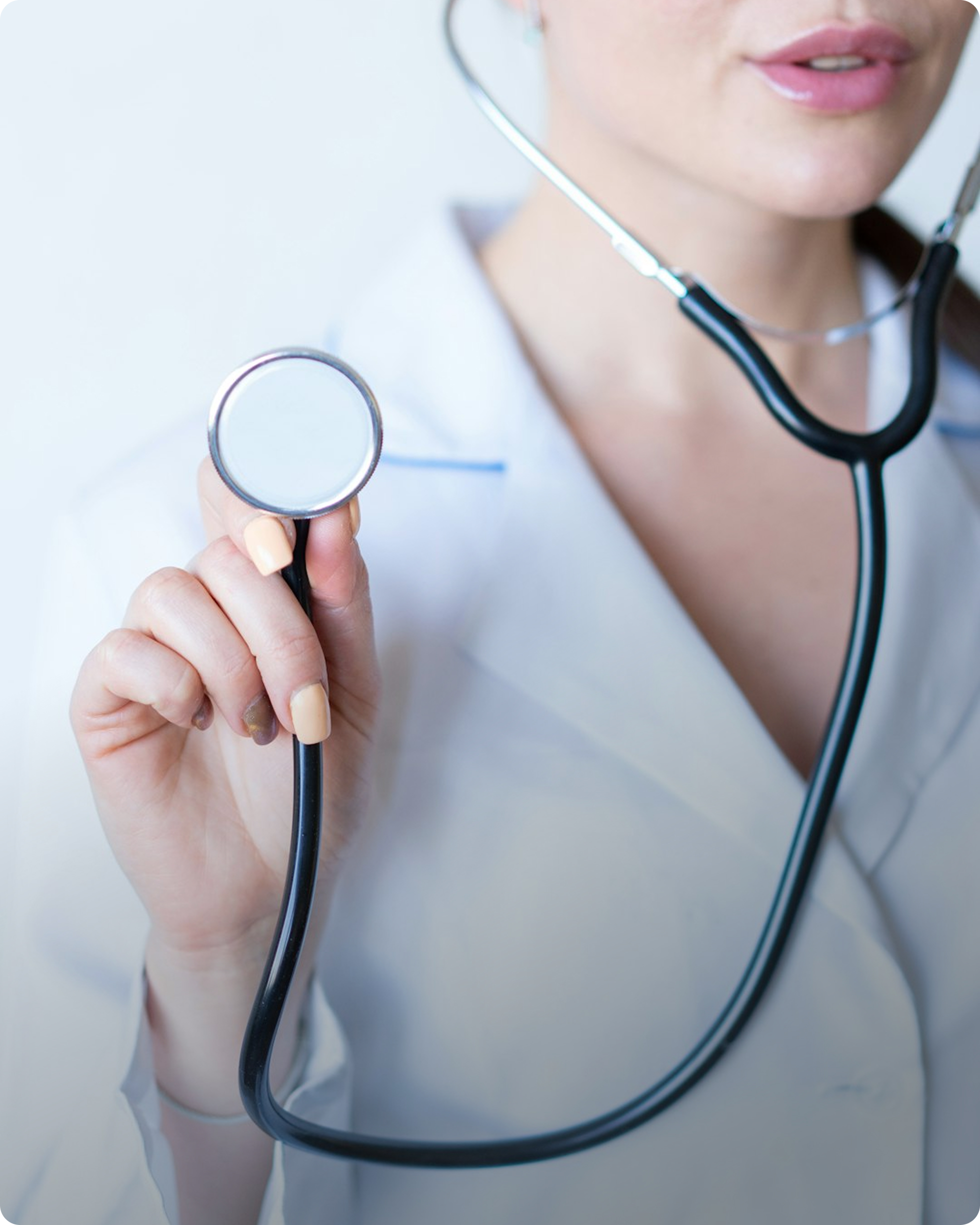 Nurse in clinical setting with stethoscope